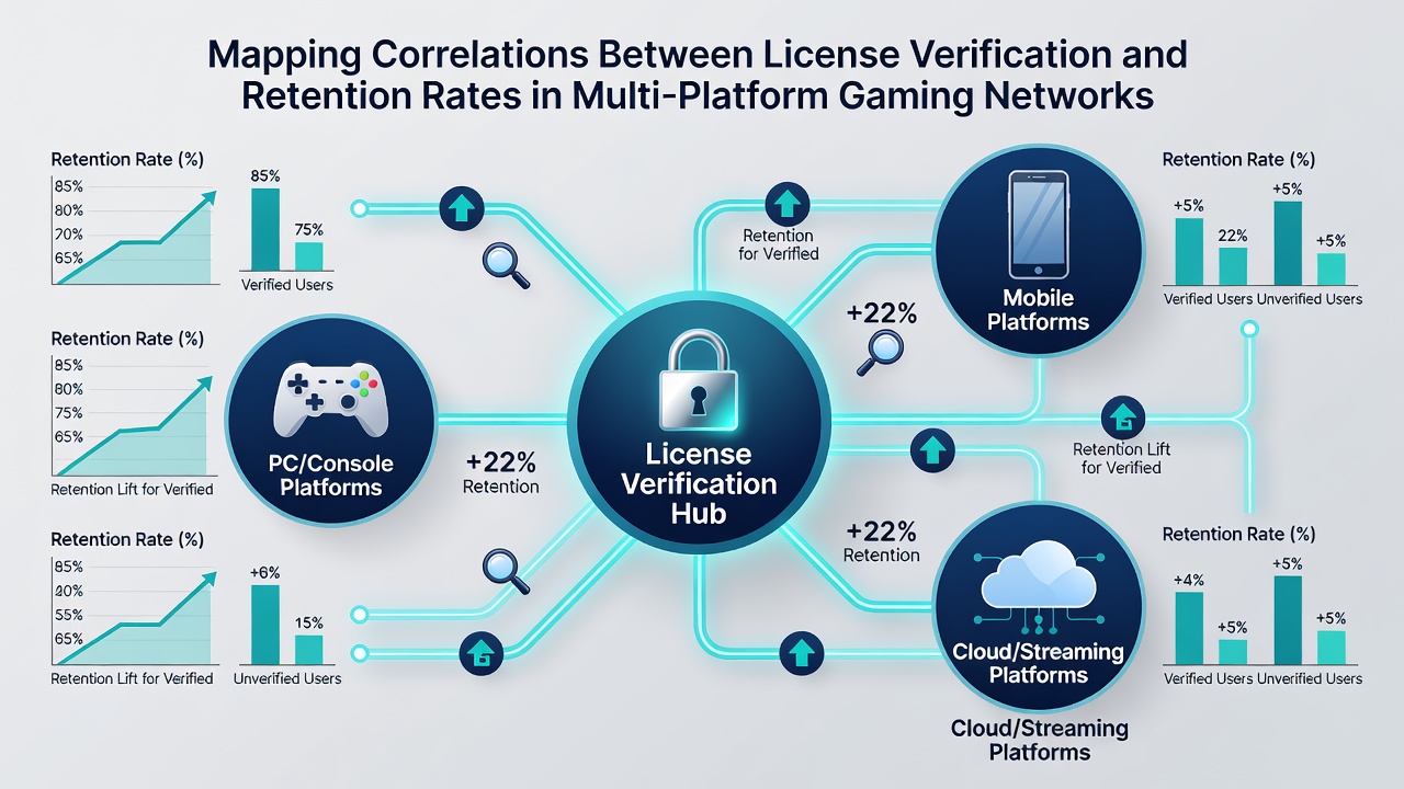 Detaillierte Grafik zu Korrelationen zwischen Verifizierungsstufen und Spielerretention über mehrere Gaming-Plattformen